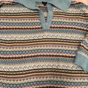 TALBOTS 3x JOHNNY COLLAR MULTI COLORED SWEATER